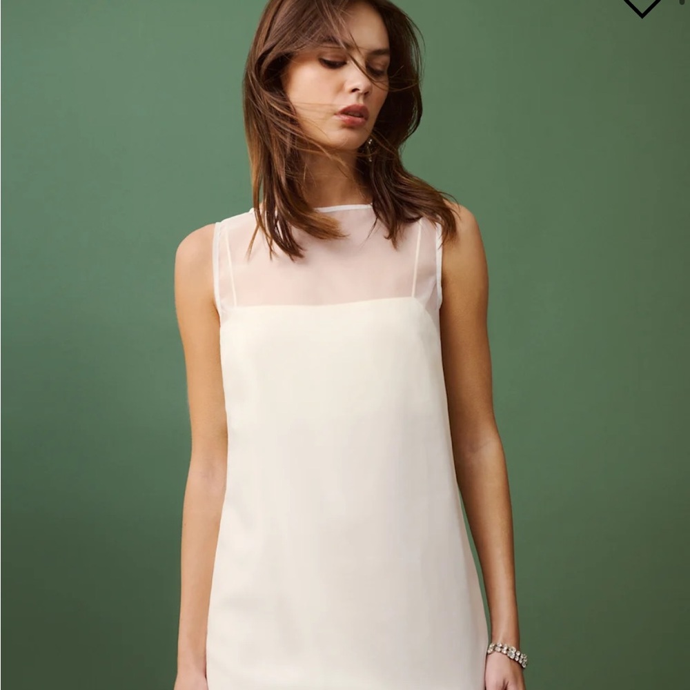 Reformation Ivory Mini Dress with Sheer Yoke